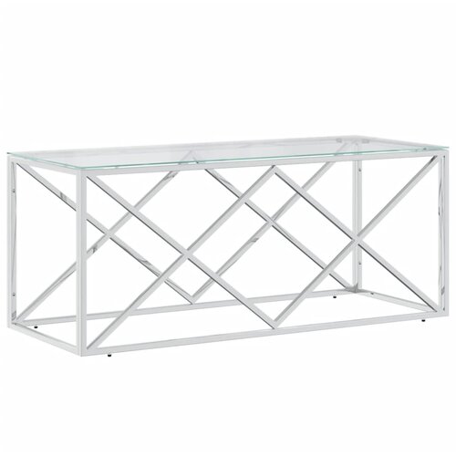 Maison Chic Klubska mizica - kavna mizica - Nizka mizica 110x45x45 cm nerjaveče jeklo in steklo, (21755186) Cene