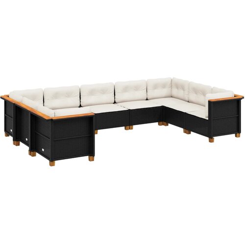 Maison Chic Seti vrtnega pohi&amp;scaron;tva - Vrtna garnitura - Vrtni pohi&amp;scaron;tvo set 9-delna z blazinami črn poli ratan, (21798123) Slike