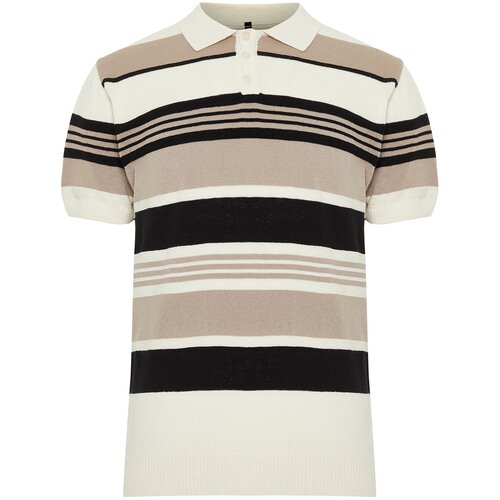 Trendyol Men's Multicolor Regular Fit Striped Knitwear Polo Collar T-Shirt Slike