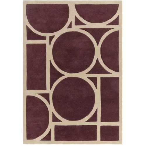 Asiatic Carpets Temno rjava volnena preproga 160x230 cm Metro Plum –