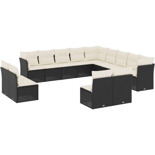 VidaXL 13-dijelni set vrtnih sofa s jastucima poliratan crni Slike