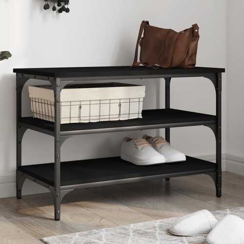  Klupa za cipele crna 70 x 38,5 x 49 cm od konstruiranog drva Cene