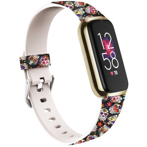 INF Pisani silikonski pa&scaron;ček z lobanjami združljiv s Fitbit Luxe - stilski nadomestni zapestni trak, (5000264423) Cene