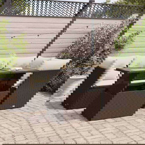 vidaXL 5-dijelni set vrtnih sofa s jastucima poliratan smeđi Cijene