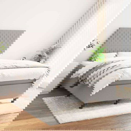  Box spring postelja z vzmetnico svetlo siva 120x200 cm blago, (20893862) Slike