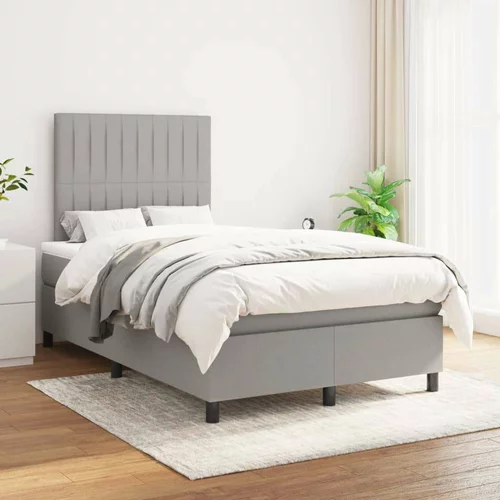  Box spring postelja z vzmetnico svetlo siva 120x200 cm blago, (20893862)
