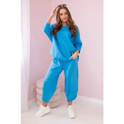 Kesi Cotton sweatshirt and trouser set turquoise