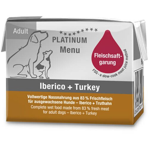 Platinum menu adult iberico + turkey - vlažna hrana za pse sa iberico svinjetinom i ćuretinom (90g, 185g, 375g) 90g Cene
