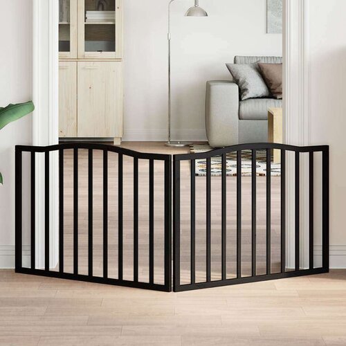 vidaXL Vrata za pse zložljiva 2 panela črna 160 cm topolovina Cene