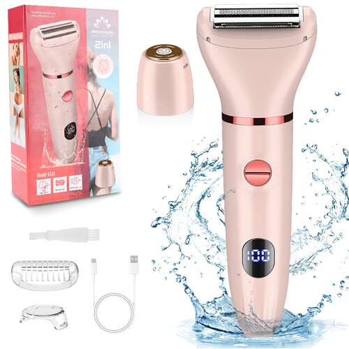 INF 2-v-1 Ženski električni trimer in brivnik za telo Pink, (21839298) Cene
