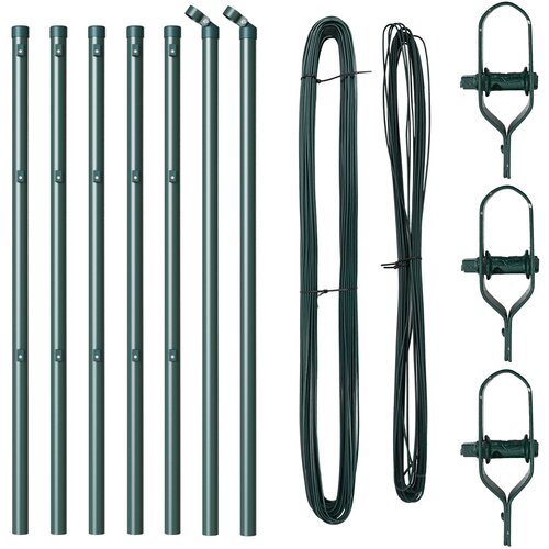 VidaXL Stebri za ograjo 7 kosov Zeleni &amp;Oslash;32 mm 120 cm Izgalvanizirana jekla Slike