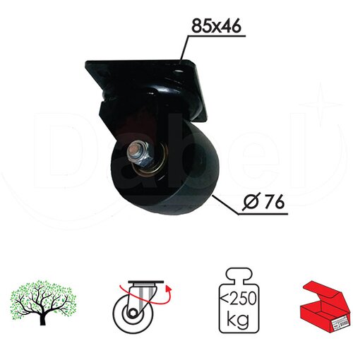 Dabel Točak za kontejner rotirajući TAK1 ZNB 85X46 mm 250 kg OPD (0105560) Slike