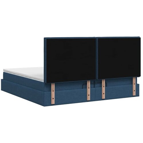  Krevet od pjene s madracem i LED-om Plava 200 x 200 cm Tkanina - Plava 200 x 200 cm Dizajn linija Slike