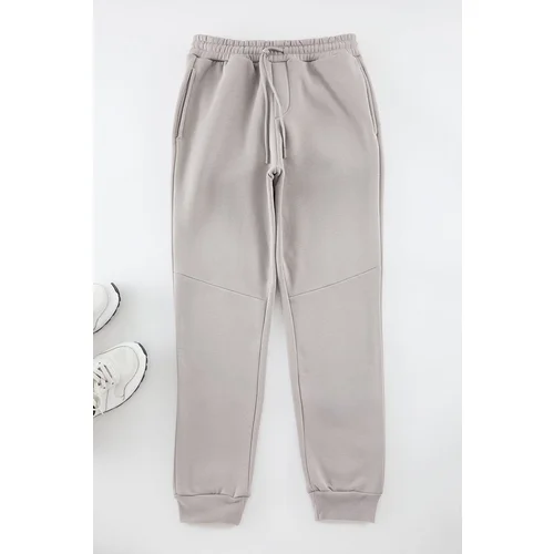 Nikka Grey Regular Cut Cut Detail Thick Sweatpants