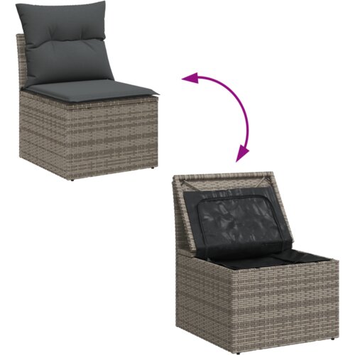 vidaXL set sofa za vrt set od 4 siva ratan velik modularni Cene