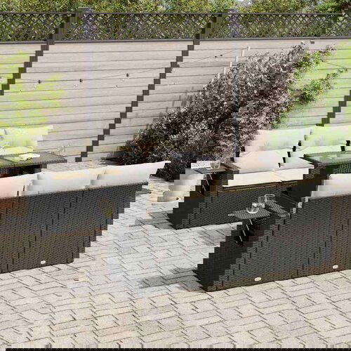  7-dijelni set vrtnih sofa od poliratana s jastucima crni Slike