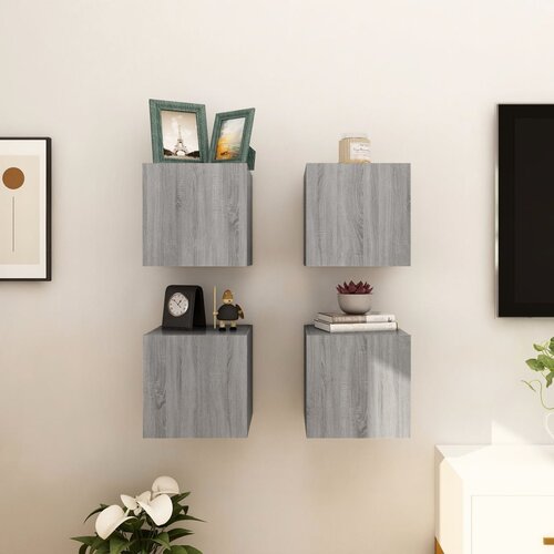 VidaXL stenska TV omarica 4 kosi siva sonoma 30,5x30x30 cm Slike