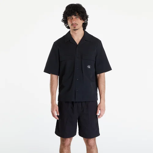 Calvin Klein Jeans Seersucker Short Sleeve Shirt Black