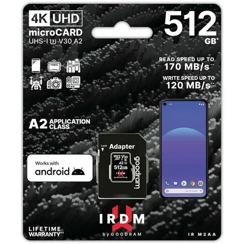 Goodram spominska kartica microSD 512GB 170MB/ sIRDM M2A IR-M2AA-5120R12