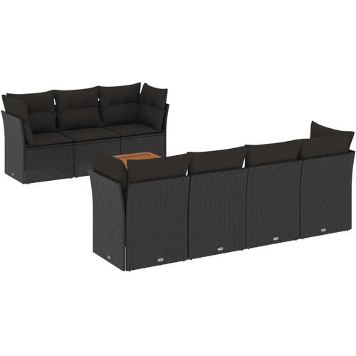  6-dijelni set vrtnih sofa s jastucima crni od poliratana Slike