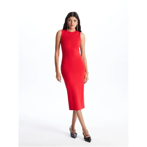 LC Waikiki Women's Crew Neck Straight Bodycon Dress