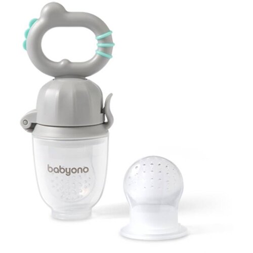 BabyOno Silicone Food Feeder 6m+ duda za hranjenje in grizalo Dino Grey 1 kos Slike