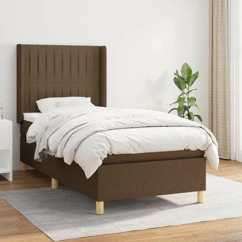 Box spring postelja z vzmetnico temno rjava 80x200 cm blago, (20898700)