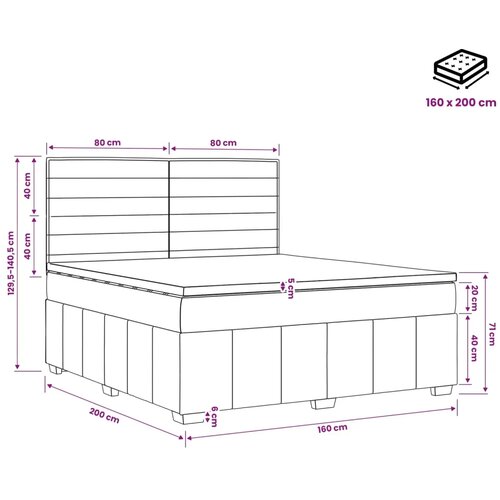  Boxspring krevet s madracem Plava 160 x 200 cm Tkanina - Plava 160 x 200 cm Dizajn linija Slike