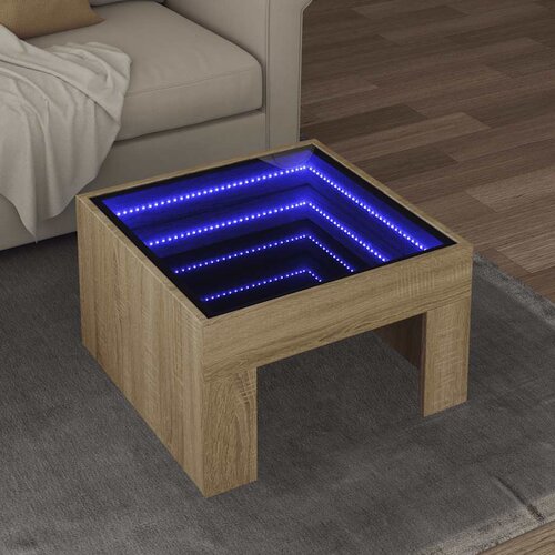  Stolić s beskonačnim LED svjetlima boja hrasta 50x50x30 cm Cijene