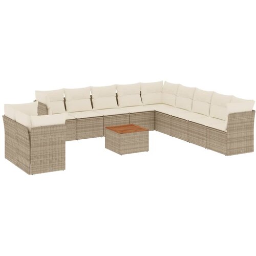 vidaXL 12-dijelni set vrtnih sofa od poliratana s jastucima bež Cijene