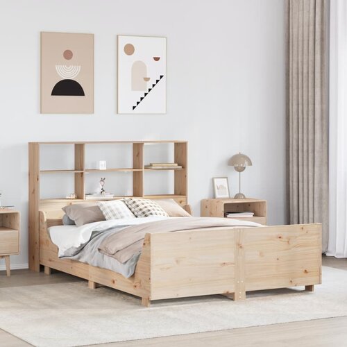 vidaXL Krevet s regalom za knjige bez madraca 120x190 cm masivno drvo Cene