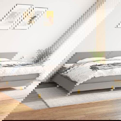 The Living Store Box spring postelja z vzmetnico svetlo siva 200x200 cm blago - Box Spring Postelja, (21516620) Slike