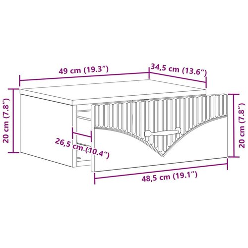  Noćni ormarić za montažu na zid s ladicama 2 pcs Betonska siva Slike