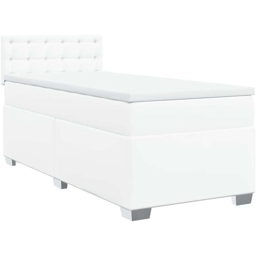 VidaXL Krevet s oprugama i madracem bijeli 90 x 190 cm od umjetne kože Slike