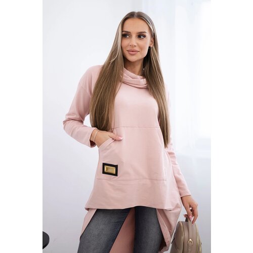 Kesi marka niezdefiniowana Sweatshirt with long back and hood dark powdered pink Cene