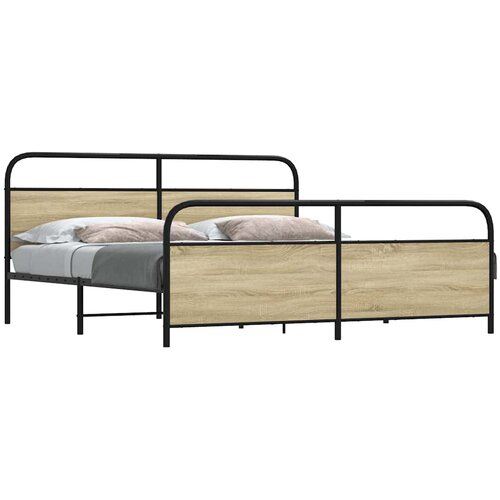  Metalni okvir kreveta bez madraca boja hrasta sonome 183x213 cm Slike