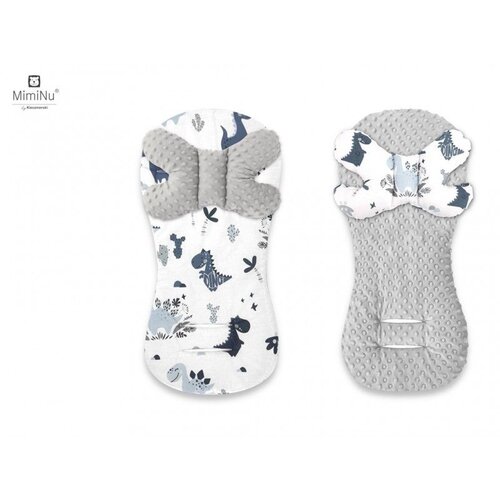 MimiNu Univerzalni dvostrani umetak za kolica, auto i biciklističko sjedalo + putni jastuk Dino blue + minky grey Cijene