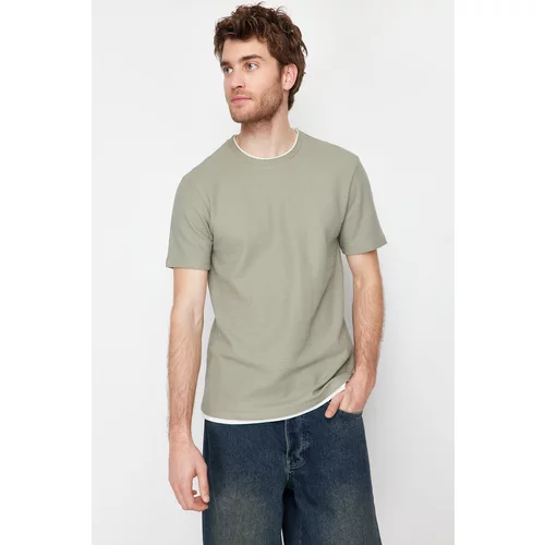 Trendyol Black-Mint Men's Regular/Normal Cut 2-Pack Textured 100% Cotton T-Shirt