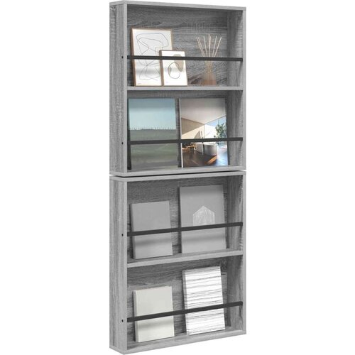  Polica za časopise s policom 2 pcs Siva Sonoma 60 x 12 x 70 cm Slike