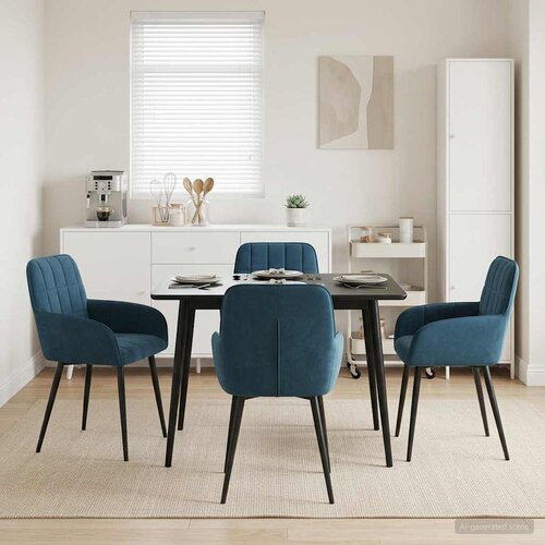  Trpezarijske stolice 4 pcs Baršun Plava 57 x 50 x 85 cm Cene