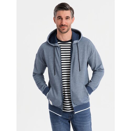 Ombre Men&amp;#039;s soft-textured hooded sweatshirt - navy blue Slike