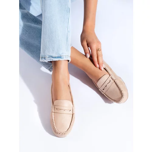SHELOVET Suede beige women's loafers
