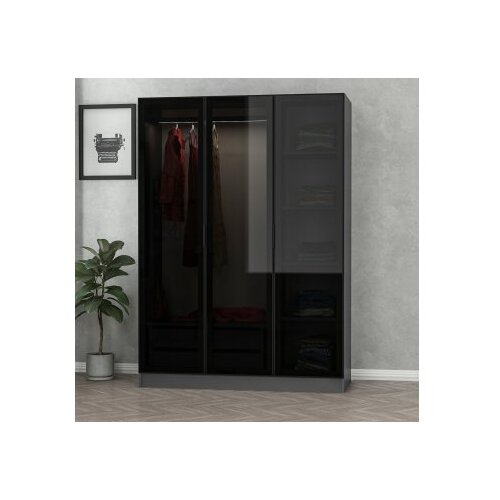 Woody Fashion Ormar Kale 135x190x52cm Crni Slike