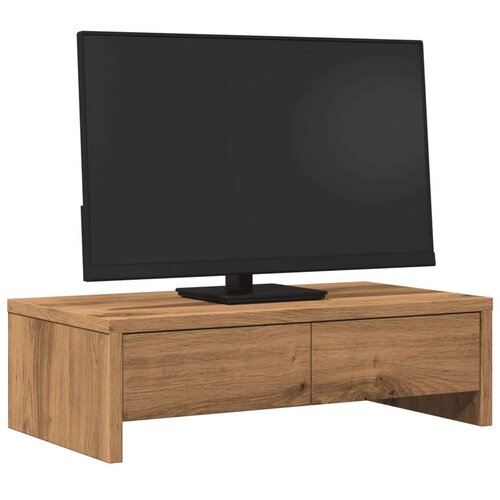 VidaXL Stalak za monitor s ladicama boja hrasta 50x27x15 cm drveni Slike