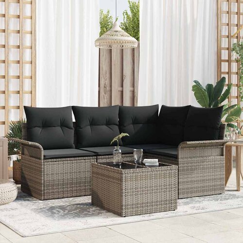  Sjedeća garnitura za vrt 5 kom. Siva poliratan 187,5 x 132,5 x 69 cm Cijene