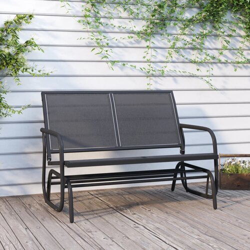 VidaXL Vrtna klupa za ljuljanje crna 120 5x76x86 5 cm tekstil i čelik Slike