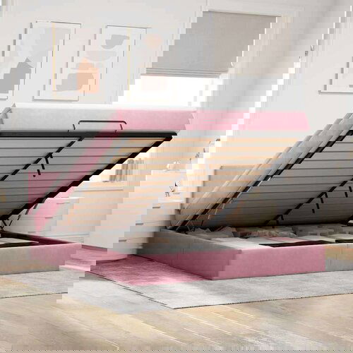 VidaXL Otomanski krevet s madracem&amp;amp;LED ružičasti 180x200 cm bar&amp;scaron;unasti Slike