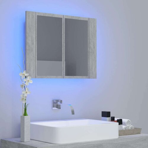 VidaXL LED kopalni&amp;scaron;ka omarica z ogledalom betonsko siva 60x12x45 cm Slike