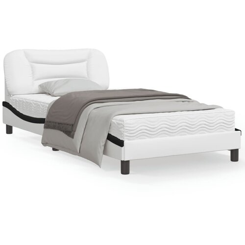 VidaXL Okvir za krevet s uzglavljem bijelo-crni 100x200cm umjetna koža Slike