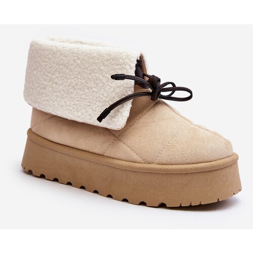 Kesi Platform snow boots with sheepskin, light beige Olimuka Slike